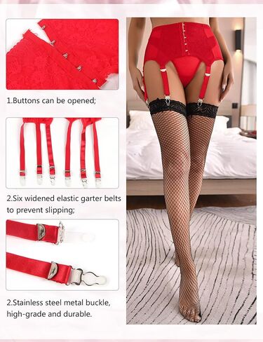 أحزمة رباط ومجموعات تخزين من ohyeahlady 6 مشابك معدنية من الدانتيل مقاس كبير حزام رباط 3 مجموعة (بما في ذلك الجوارب) in Kuwait