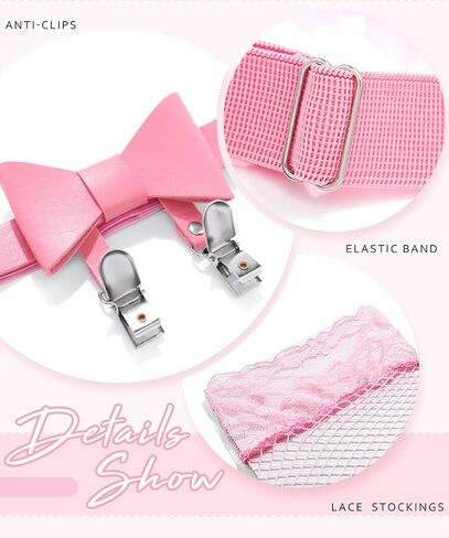 Fstrend Leather Bow Garter Belts Leather Thigh Garters with Anti-Slip Cosplay Leg Harness Accessories for Women in Kuwait
