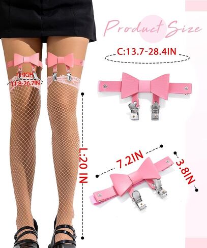 Fstrend Leather Bow Garter Belts Leather Thigh Garters with Anti-Slip Cosplay Leg Harness Accessories for Women in Kuwait