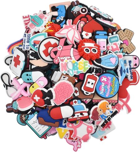 15/16/50/100pieces Shoe Charms Decoration Medical Combination Cute Stethoscope Syringe Pill Shoe Accesooties for Sandals & Bracelet Wristband Nurse/Doctor Medical Care Personnel Gifts Party Favor in Kuwait