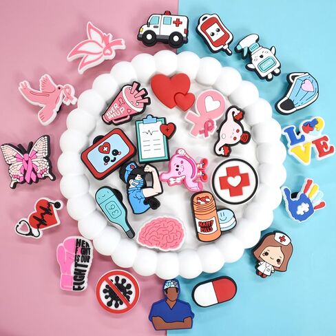 15/16/50/100pieces Shoe Charms Decoration Medical Combination Cute Stethoscope Syringe Pill Shoe Accesooties for Sandals & Bracelet Wristband Nurse/Doctor Medical Care Personnel Gifts Party Favor in Kuwait