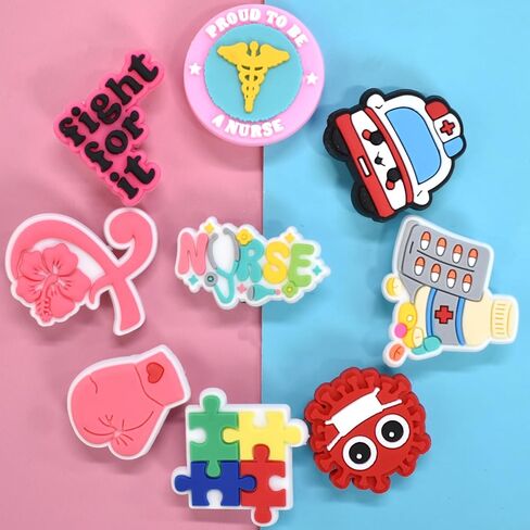 15/16/50/100pieces Shoe Charms Decoration Medical Combination Cute Stethoscope Syringe Pill Shoe Accesooties for Sandals & Bracelet Wristband Nurse/Doctor Medical Care Personnel Gifts Party Favor in Kuwait