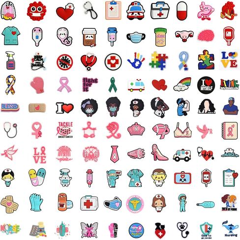 15/16/50/100pieces Shoe Charms Decoration Medical Combination Cute Stethoscope Syringe Pill Shoe Accesooties for Sandals & Bracelet Wristband Nurse/Doctor Medical Care Personnel Gifts Party Favor in Kuwait