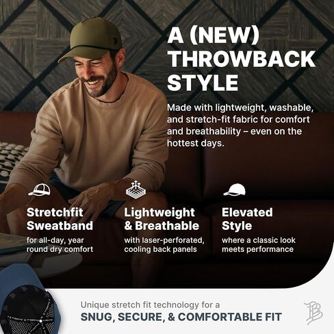 Branded Bills Bare Curved 5 Panel Rope Hat, Adjustable Snapaback, Fitted Style | Lightweight, Comfort Stretch, Quick Dry Cap in Kuwait
