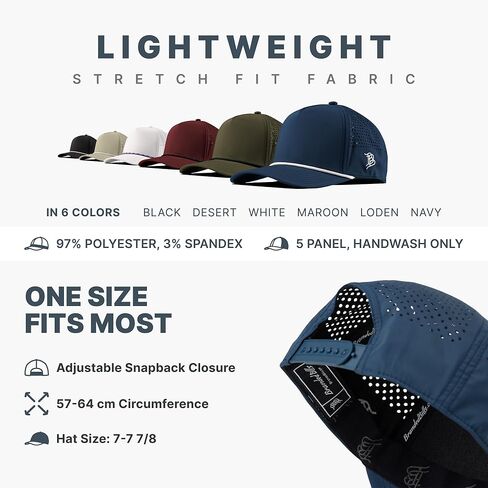 Branded Bills Bare Curved 5 Panel Rope Hat, Adjustable Snapaback, Fitted Style | Lightweight, Comfort Stretch, Quick Dry Cap in Kuwait