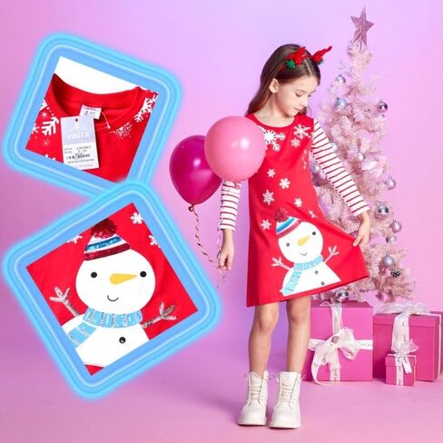 فستان وجوارب شتوية للفتيات من VIKITA LH7607+F5006-4T in Kuwait