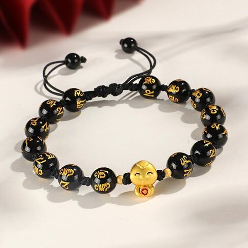 2025 New Year of Snake Beaded Braided Rope Bracelet Adjustable Crystal Beads Chinese Zodiac Animal Snake Lucky Charm Bracelet New Year Jewelry Gifts for Women Men in Saudi Arabia