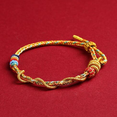 2025 New Year of Snake Beaded Braided Rope Bracelet Adjustable Crystal Beads Chinese Zodiac Animal Snake Lucky Charm Bracelet New Year Jewelry Gifts for Women Men in Saudi Arabia