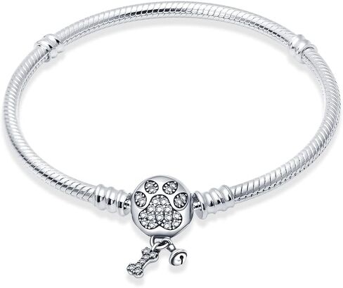 KUNSIR 925 Sterling Silver Snake Chain Bracelet with 5A Cubic Zirconia Cute Claws Buckle Compatible with Pandora charms, Charm Bracelets for Women Teen in Saudi Arabia