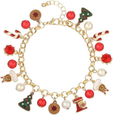 Madison Tyler Christmas Bracelet for Women | Xmas Gold Plated Adjustable Chain Bracelet | Reindeer Santa Claus Seahorse Flamingo Slippers Christmas Tree Snowflakes Bow Charm Bracelet Holiday Jewelry in Saudi Arabia