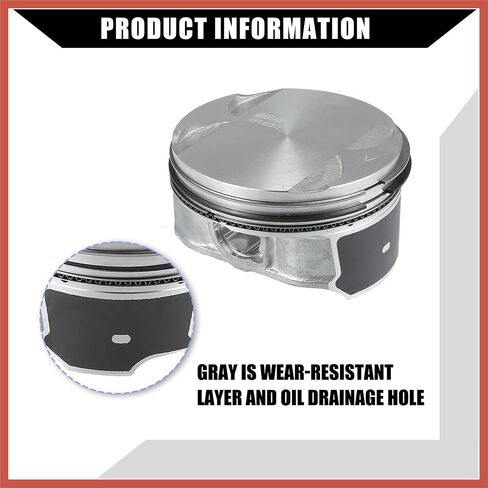 ACROPIX 12578324 / مجموعة مكبس ودبوس أمامي/محرك لسيارة Buick LaCrosse 2.4L 2010-2016 لسيارة Chevy Captiva 2012-2015 / مجموعة حلقات المكبس / معدن / مجموعة واحدة / قطع غيار سيارات بلون التيتانيوم in Saudi Arabia