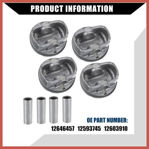 ACROPIX 12578324 / مجموعة مكبس ودبوس أمامي/محرك لسيارة Buick LaCrosse 2.4L 2010-2016 لسيارة Chevy Captiva 2012-2015 / مجموعة حلقات المكبس / معدن / مجموعة واحدة / قطع غيار سيارات بلون التيتانيوم in Saudi Arabia