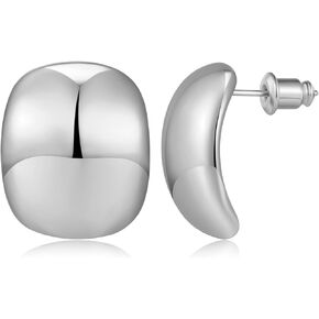 MUYAN Chunky Thick Earrings for Women,Gold Silver Polished Earrings Lightweight Everyday Jewelry