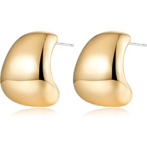 MUYAN Chunky Thick Earrings for Women,Gold Silver Polished Earrings Lightweight Everyday Jewelry in Kuwait