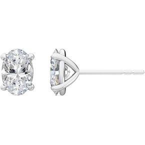 1-5 Carat (ctw) White Gold Oval Cut LAB GROWN Diamond Solitaire Designer Push Back Earrings (Color E-F Clarity VS2-SI1)
