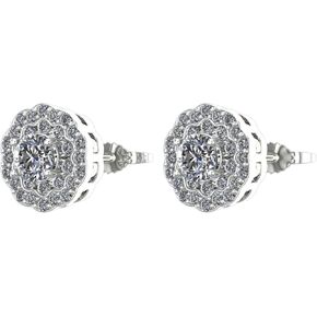 1-6 Carat Halo Diamond Earrings Cluster Invisible Earrings Earrings Premium Collection (H-I Color)