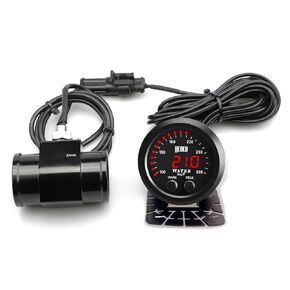 Universal 52mm Water Temperature Gauge with Alarm and 1/8 Npt Sensor Car Digital Meter Red Display Green Ambient Light Temp 100-300F(38-150C)