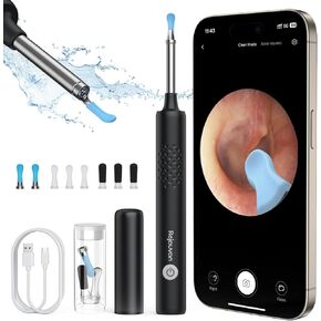 Ear Wax Removal, Ear Cleaner with Camera, Wireless Intelligent Visual Ear Picker, Earwax Removal Tool, 1080P HD Otoscope with 6 LED Lights, Ear Cleaner for iOS & Android (Black)