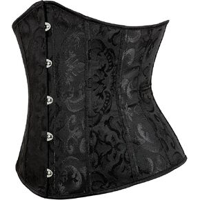 Women Lace-Up-Boned-Underbust-Top-Bustier - Black-Waist-Trainer-Tight-Shaper-Corsets-Training-Cincher for Women