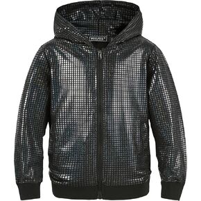 WULFUL Kids Boys Girls Fashion Hoodies 70s Disco Costume Party Sequin Metallic Sweatshirts with Pocket