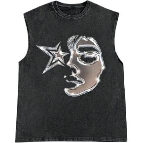 Men's Crewneck Graphic Print Tank Tops Sleeveless Vintage Tank T-Shirts Streetwear