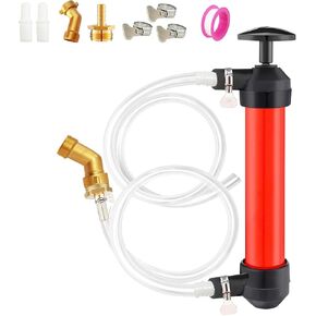 RV Antifreeze Pump Kit Leakproof RV Winterization Liquid Transfer Pump Kit With 2 Brass Adapter 3 Clamps And 2 Clear PVC Hoses For Gasoline Liquid Manually RV Camper Winterizing Kit for Antifreeze