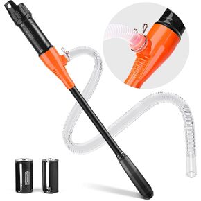 BUMBEE Portable Power Battery Pump Hand Fuel Transfer Pump Electric Siphon Pump Water Transfer Pump 2.4GPM per Min Transfer Pump Battery Operated for Gas, Fuel, Diesel, Water Transfer（Orange）