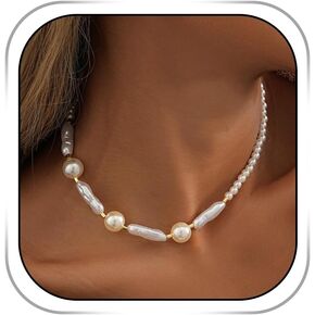 Pearl Choker Necklace for Women Irregular Pearl Necklaces Boho Baroque Necklace Dainty Jewelry for Wedding Bride