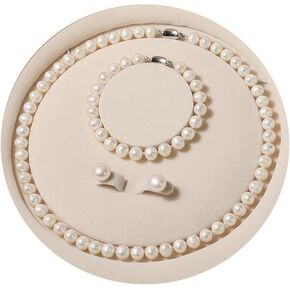 Freshwater Pearl Necklaces Set Real Pearl Jewelry for Women Stunning Pearl Necklace and Earring Set with Pearl Bracelet Christmas Birthday Wedding Gifts for Mom Wife Bride Women