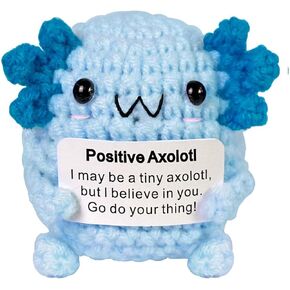 Positive Crochet Axolotl Gifts, Crocheted Emotional Axolotl Decor, Mini Inspirational Axolotl Gift for Women Pink 1Pc