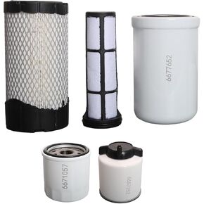 5PCS Filter Kit Compatible with Bobcat Mini Track Loader MT52 MT55 MT85 MT100, 6687262 6687263 Air Filter/6677652 Hydraulic Oil Filter/6671057 Lube Filter/6667352 Fuel Filter Water Separator