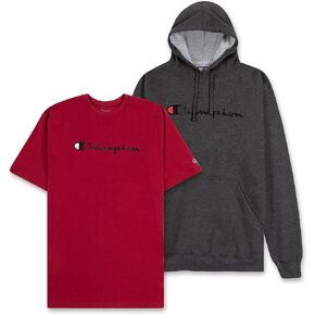 Champion Hoodie and T Shirt Big and Tall 2 Pack - Pullover Sweatshirt & Tee Pack