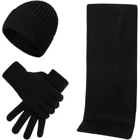 Men's Winter Hat Scarf Gloves Set, Touchscreen Gloves Warm Long Scaves and Beanie Hat Themal Glove Set for Cold Weather in Saudi Arabia