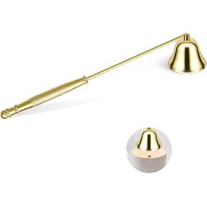 Jowxsx Golden Candle Trimmer for Candle Enthusiasts，Candle Snuffer Extinguisher with Long Handle, Polished Stainless Steel Wick Flame Snuffer for Safe Candle Extinguishing，Accessories
