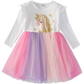 DXTON Girls Toddler Tutu Dresses Winter Long Sleeve Tulle for Party Casual Outfits 2-12T