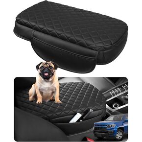Console Cover for Chevy Colorado GMC Canyon 2015-2020 2021 2022 Center Console Cover Leather Armrest Cover Pad with Pockets Arm Rest Cover for Colorado Z71 ZR2 Accessories