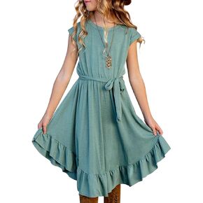 فستان Blibean Tween Girl Fashion Swing Dress Boho فساتين على شكل حرف A من 4 إلى 13 سنة