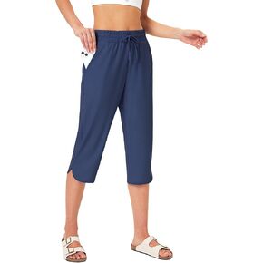 FitsT4 Sports Women's Swim Capris Pants 18" Quick Dry UPF 50+ Beach Modest Swimsuits Bottoms with Mesh Pockets