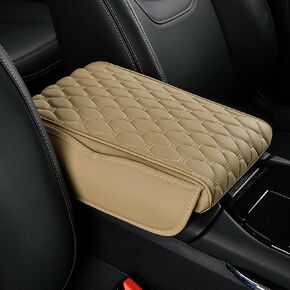 Car Center Console Cover, Leather Memory Foam Car Armrest Cover Cushion with 2 Storage Bags, Universal Waterproof Armrest Seat Box Pad, Comfortable Car Interior Accessories for Most Vehicles (Black-A)