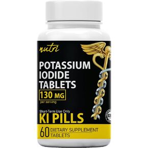 Potassium Iodide Tablets (5 Pack) 130mg - 700 Tablets EXP 10/2032 - Iodine Tablets - Potassium Iodine Pills - YODO Naciente - KI Pills - Potassium Iodine Tablets - Yoduro de Potasio - by Nutri