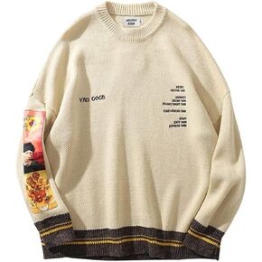 Aelfric Eden Oversized Sweater Graphic Van Gogh Printed Unisex 90s Vintage Women Knit Sweaters Men Casual 2024 Pullover