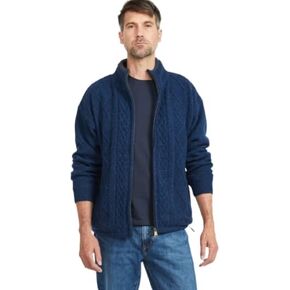 Men's Irish Wool Sweater, Full Zip, Front Pockets, Lined Interior, Gray