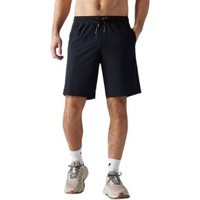 Rhone 9" Pursuit Short - Mens Lined Workout Short, Lightweight, All-Way Stretch Gym Short with Medium Compression Liner (Black, Large)