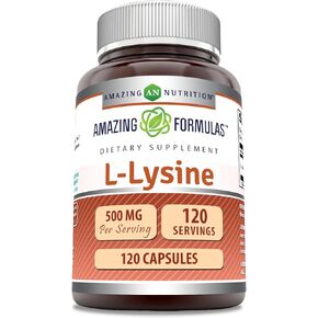 Amazing Formulas L-Lysine 500mg 250 Capsules Amino Acid Supplement | Non-GMO | Gluten Free | Made in USA