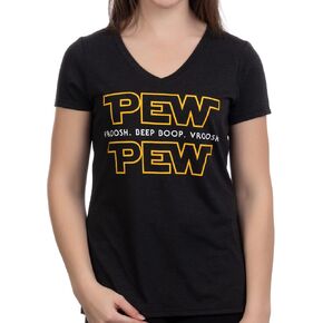 Pew Pew Wars | Funny Sci-fi Space Star Noises for Geek Girl Women T-Shirt Top