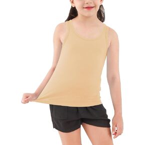 Girls Tank Top - Soft Cotton Round Neck Sleeveless Athletic Undershirt for Kids 2T-12 Years