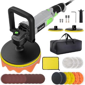 Buffer Polisher, 6 Inch/7 Inch 1600W Car Buffer Polisher Kit, 7 Variable Speed 1300-3500 RPM, Detachable Handle for Car, Boat Sanding, Polishing, Waxing