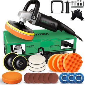 BATOCA Car Buffer Polisher, 1200W 7 Inch/5 Inch Rotary Polisher Buffer Sander, Electric Polishing Machine 6 Variable Speed 600-3000 RPM, for Car, Boat Sanding, Polishing, Waxing