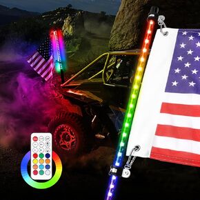 Whip Light 3FT, SWATOW INDUSTRIES 3FT UTV Whip Lights LED Lighted Whip RGB Whips Dune Buggy Whip Lights for Side by Side ATV Polaris RZR Can-Am UTV 4 Wheeler