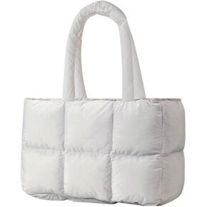 Puffer Tote Bag for Women,Large Quilted Tote Bag Quilted Carryall Bag Soft Puffy Crossbody Bag Hobo Handbags